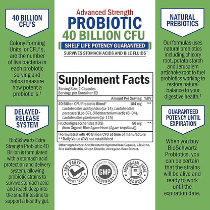 40 Billion CFU Daily Probiotic Supplement (2 Month Supply) Plus Turmeric Curcumin with Black Pepper Extract 1500mg Complex (2 Month Supply)
