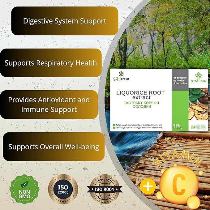 QG group Pure Licorice Root Extract (80 Tablets - 200mg Each) Dietary Supplement for Digestive and Immune Health Support. Liquorice Root Supplement for Men & Women