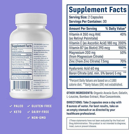 NativePath Collagen Care+, 5 Vitamin Blend with Hyaluronic Acid and Boron That Supports Collagen for Men and Women, 60 Capsules