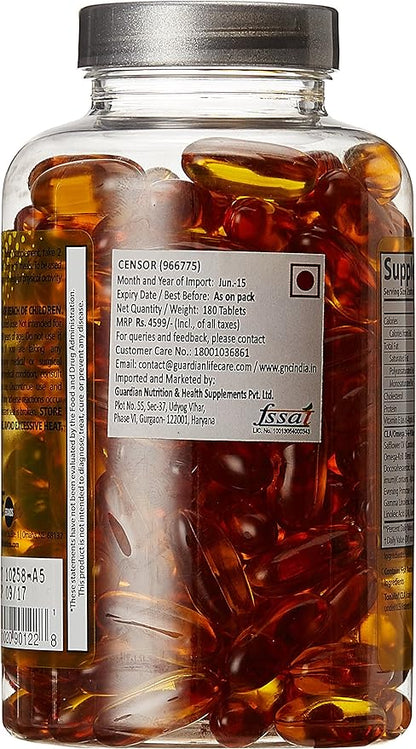 Censor - Fat Loss and Body Toner with CLA, Fish Oil, Safflower and Omega 3-6-9 Blend - Dietary Supplement for Improved Energy, Metabolism and Health - 180 Softgels