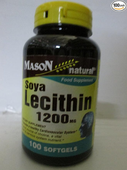 MASON NATURAL Lecithin 1200 mg - Healthy Cardiovascular System, Promotes Liver and Reproductive Health, 100 Softgels