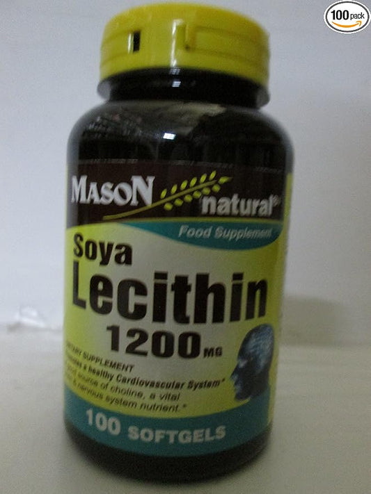 MASON NATURAL Lecithin 1200 mg - Healthy Cardiovascular System, Promotes Liver and Reproductive Health, 100 Softgels