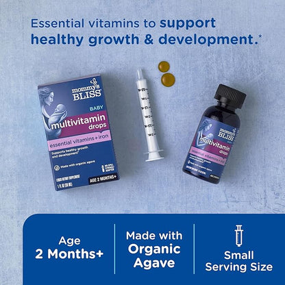 Mommy's Bliss Baby Multivitamin + Iron, Daily Essential Vitamins for Immune Support, Healthy Growth & Bone Development*, Age 2 Months+, 30 ml, Liquid