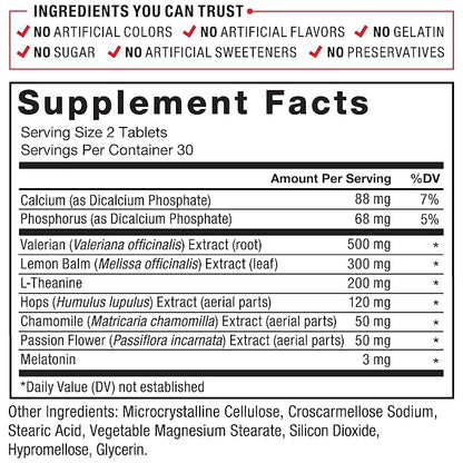 Force Factor Somnapure Drug-Free Sleep Aid for Adults for Occasional Sleeplessness with Melatonin & Valerian, Non-Habit-Forming Sleeping Pills, Fall Asleep Faster, Wake Up Refreshed, 60 Tablets