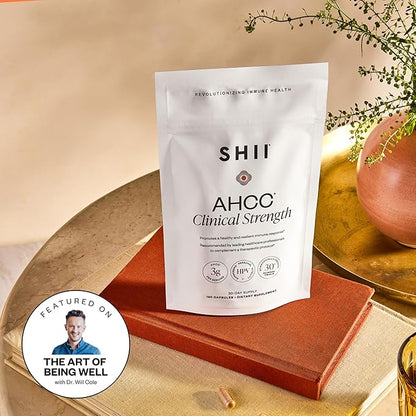 SHII AHCC Clinical Strength, 30-Days Supply, Vegan, Gluten-Free Immune Support Supplement with Extra AHCC Boost, Made from Functional Shiitake Mushrooms for Immune Balance Support and Overall Wellness