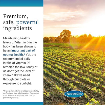 EuroMedica Vitamin D3 - Bone Health & Bone Strength Support Supplement - Dietary Supplement for Immune System & Brain Support - 5,000 IU Vitamin D Tablets with Mixed Berry Flavor - 90 Chewable Tablets