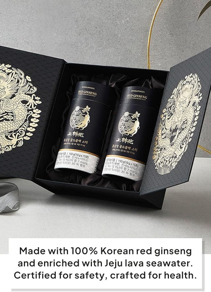 Korean Food Sanglimwon Gold Black Stick, High-Potency Red Ginseng with 17mg Ginsenosides, Luxurious Gift Package, 30 Sticks