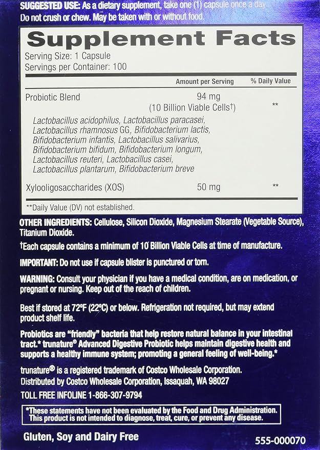TruNature Advanced Digestive Probiotic, White, 100 Count (Pack of 2)