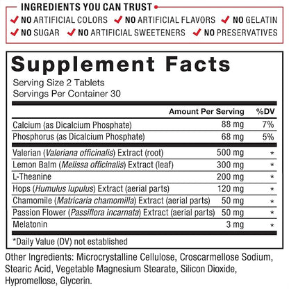 Force Factor Somnapure Drug-Free Sleep Aid for Adults for Occasional Sleeplessness with Melatonin & Valerian, Non-Habit-Forming Sleeping Pills, Fall Asleep Faster, Wake Up Refreshed, 60 Tablets