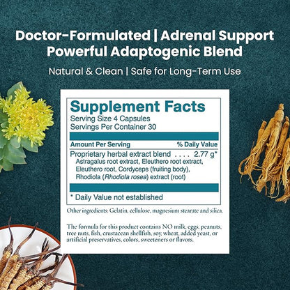 Women's Health Network Adaptisol™ - Helps Normalize Cortisol Function and Relieve Adrenal Fatigue & Stress Response - 120 Capsules (30 Day Supply)