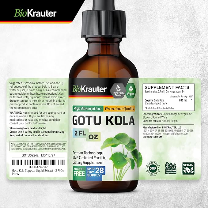BIO KRAUTER Sarsaparilla Tincture 2 Fl. Oz. & Gotu Kola Tincture 2 Fl. Oz.