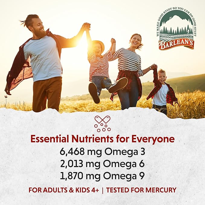 Barlean's Total Omega 3 6 9 Liquid Fish Oil Supplement with Borage and Flaxseed Oil 6,468 mg of Omegas EPA, DHA, ALA, and GLA for Joint and Heart Health, 16 oz