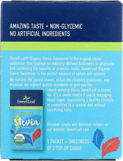 SweetLeaf Organic Stevia Powder Packets - Zero Calorie Sweetener with Stevia Leaf Extract, No Artificial Sweetener Additive, Sugar Free, Keto Friendly, Non GMO, Gluten Free - 70 Packets (Pack of 1)