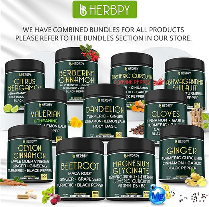 Bundle 7in1 Berberine HCl & 5in1 Valerian Root Supplement - Support Heart Health, Immune, Digestion and Relaxation