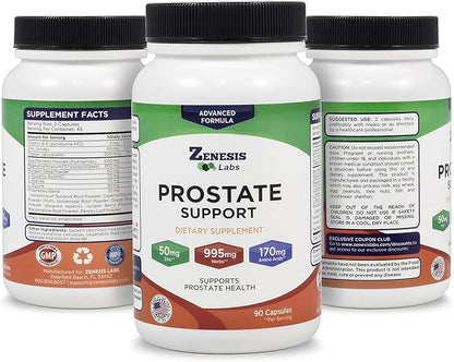 Zenesis Labs Prostate Health with Saw Palmetto - 90 Capsules - Also with Zinc, Copper, Pumpkin Seed, Burdock Root, Amino Acids, & Other Extracts - 45 Day Supply