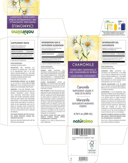 Naturalma German and Roman Chamomile (Matricaria chamomilla and Chamaemelum nobile) Flower Alcohol-Free Tincture - 6.76 fl oz Liquid Extract in Drops - Herbal Supplement - Vegan