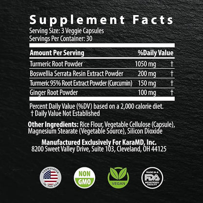 KaraMD Comfort Guard X24 | Joint & Movement Support Supplement | Turmeric Curcumin, Boswellia & Ginger | Ease Muscle Discomfort & Joint Stiffness | Non-GMO, Gluten Free & Vegan Friendly (90 Servings)