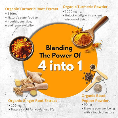 Turmeric Curcumin with Ginger & Black Pepper – Extra Strength Joint & Digestion Support – Natural, Non-GMO – Ultra High Absorption Turmeric Supplement – 1500mg, 90 Count