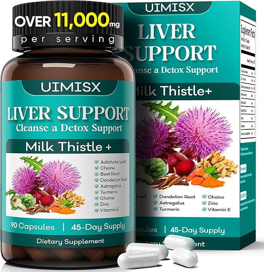 Milk Thistle Supplement - Liver Detox Cleanse Formula Herbal Liver Support with Milk Thistle, Dandelion Root, Artichoke, Turmeric, Astragalus for Liver Health, 90 Capsules-74