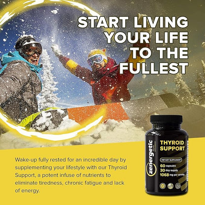 Thyroid Support Supplement with L Tyrosine & Iodine │ Focus, Clarity, Energy & Metabolism │ Ashwagandha, Vitamin B-12, Magnesium, Schisandra │ Hormonal Balance for Women & Men │ Non GMO