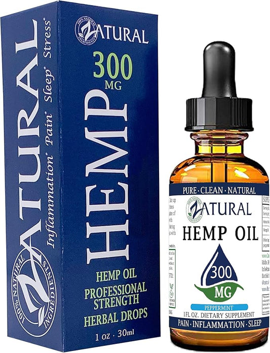300mg Zatural Hemp Oil Drops: Hemp Seed Oil | Rich in Omega 3 & 6 (300mg Peppermint)