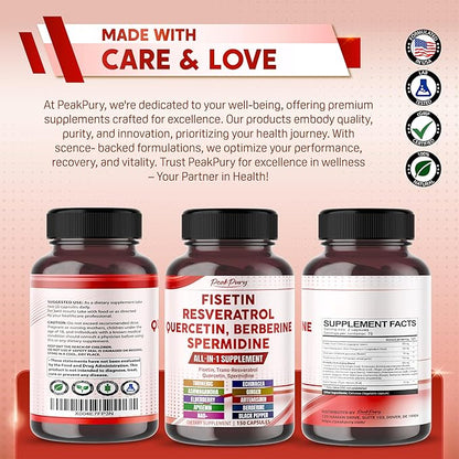Fisetin Resveratrol Quercetin Elderberry, Echinacea Ashwagandha Turmeric Ginger - Made in USA