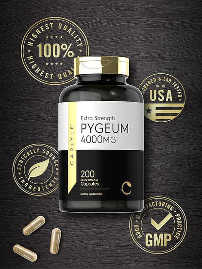 Carlyle Pygeum Africanum Bark | 200 Capsules | High Potency Extract | Non-GMO, Gluten Free Supplement