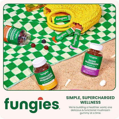 Fungies Mushroom Gummy 3-Pack Bundle, Lion's Mane, Cordyceps & Reishi Gummies for Adults - Mushroom Gummies Supports Brain Health, Gut Health, Energy & Daily Wellness - 180 Servings