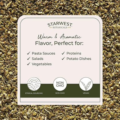 Starwest Botanicals Organic Oregano Dried Leaf - Seasoning Herb for Cooking, Use for Pizza Dishes, Greek, Italian, or Mexican Food, Non-GMO - Bulk 1 lb Bag