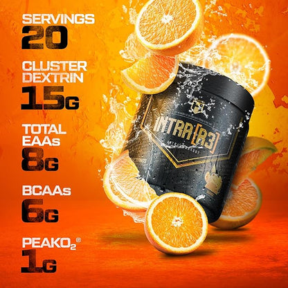 HOSSTILE Intra[R3] Intra Workout Powder, Intra Workout Carb, EAA & BCAA Drink, Enhance Energy & Endurance, Improve Muscle Recovery, Build Lean Muscle, Orange, 20 Servings