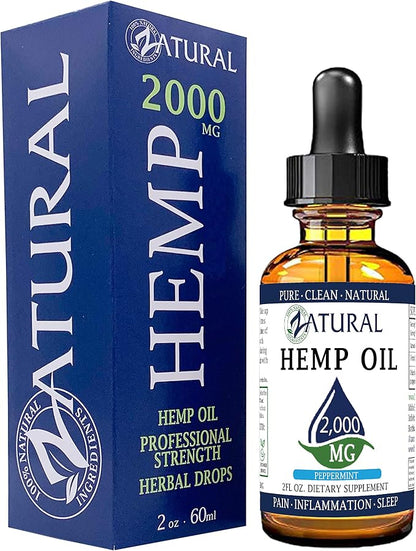 2,000mg Zatural Hemp Oil Drops: Hemp Seed Oil | High Vegan Omegas (2,000mg Peppermint)