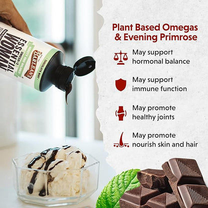 Barlean's Essential Woman Chocolate Mint Liquid Supplement from Flaxseed, Evening Primrose Oil & Soy Isoflavones, Omega 3 6 9 and GLA, Hormonal Balance & Healthy Hair and Skin, 16 oz