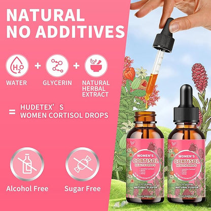 Cortisol Supplements for Women Liquid Drops,Cortisol Manager with Ashwagandha,L-theanine,Phosphatidylserine,Rhodiola Rosea for Mood Support,Adrenal Balance,Sleep,Vegan,Natural Flavor,4 Fl Oz