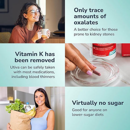 Utiva Cranberry PACs – Clinically Studied Ingredients 36mg PACs for UTI Avoidance - Supplement for Urinary Tract Health for Women and Men – Cranberry Extract Pills for Bladder Health, 90 Vegi Capsules