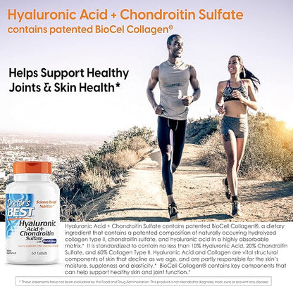Doctor's Best Hyaluronic Acid with Chondroitin Sulfate, featuring BioCell Collagen, Non-GMO, Gluten Free, Soy Free, Joint Support