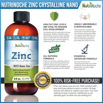NutriNoche Pure Crystalline Liquid Zinc Supplement - 30 PPM - Colloidal Minerals