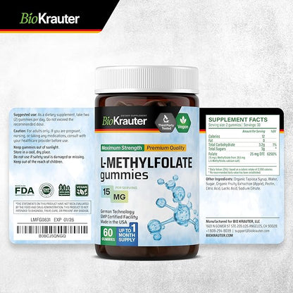 BIO KRAUTER Quercetin with Bromelain 60 Gummies & L-Methylfolate 60 Gummies