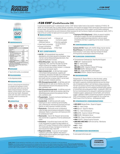 Systemic Formulas 128 CVO-R Cardiovascular Oil, 60 Softgels. Coenzyme Q10 + Krill Oil + Triglyceride Fish Oil + phytosterols. Excellent Source of EPA and DHA.