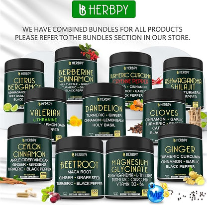 Bundle 7in1 Turmeric Curcumin & 5in1 Valerian Root Supplement - Support Digestion, Heart Health, Immune and Relaxation