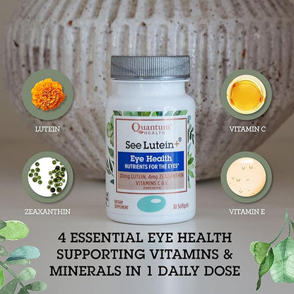 Quantum Health See Lutein+, Lutein & Zeaxanthin Eye Supplement, with Eye Vitamins C and E, Helps Maintain Overall Eye Health - 30 Softgels, 30-Day Supply