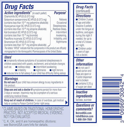 Boiron SleepCalm Kids Sleep Aid for Deep, Relaxing, Restful Nighttime Sleep - Melatonin-Free and Non Habit-Forming - 2 Count (160 Pellets)