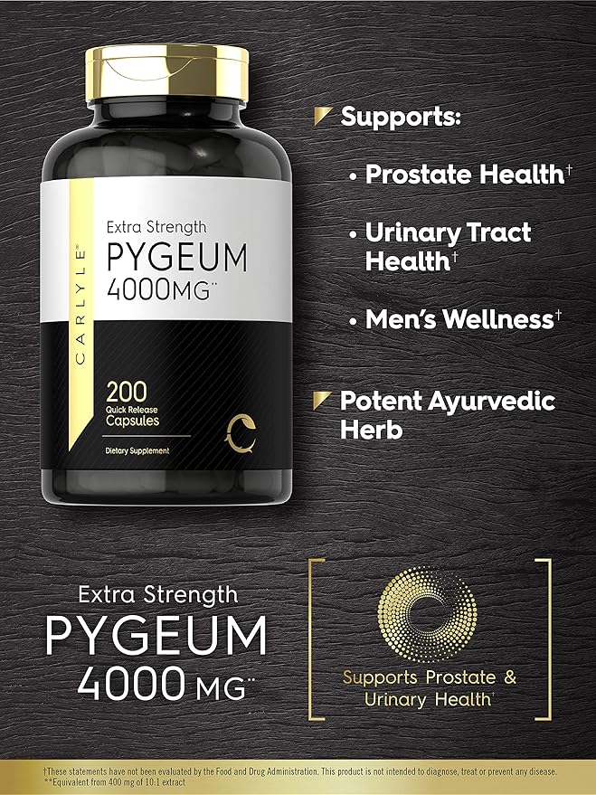 Carlyle Pygeum Africanum Bark | 200 Capsules | High Potency Extract | Non-GMO, Gluten Free Supplement