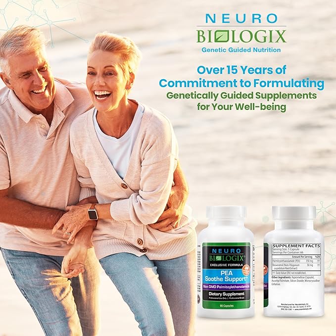 PEA Soothe Support Natural Relief Formula - PEA Supplement Featuring PEA & Resveratrol to Support Nerve Function & Reduce Sensitivity - Promotes Recovery, Mental Clarity, Energy & Everyday Balance