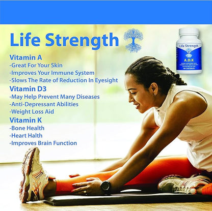 ADK 90 CT Physician Formulated Vitamins A1, D3 & K2 (as MK7) Bone, Heart & Immune System Support Gluten Free, Soy Free, Non-GMO (90 Count Pack of 1)