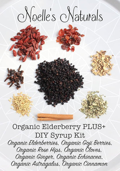 Elderberry Plus+ Family Size, Elderberry Syrup Making Kit - Makes 50 oz - Includes Free Brew Bag - Just add Your own Honey - Easy to Make at Home - Natural & Organic Ingredients