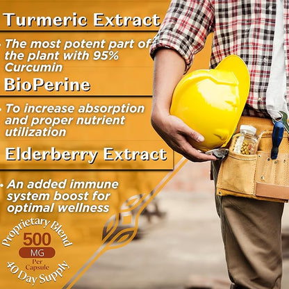 Turmeric Curcumin with Black Pepper Extract 1500mg - High Absorption Ultra Potent Turmeric Supplement with 95% Curcuminoids and BioPerine - Non GMO Curcumin Capsules for Joint Support - 120 Capsules