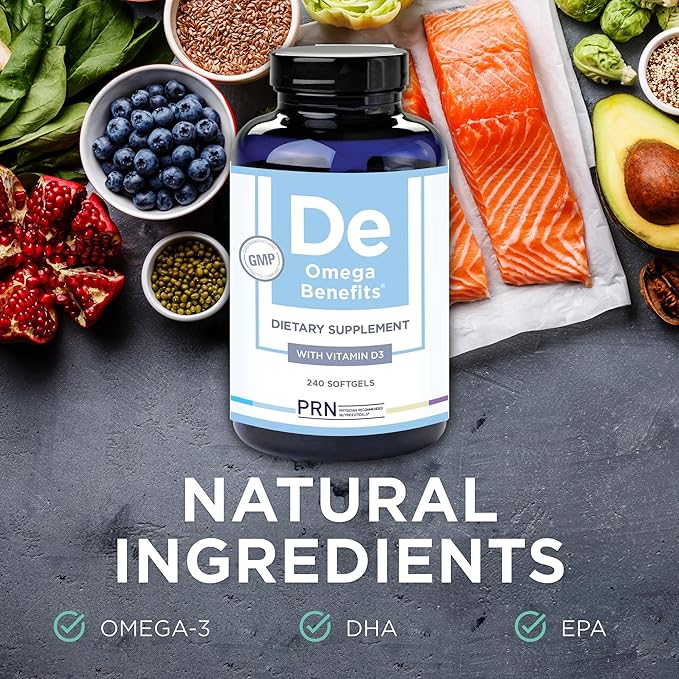PRN DE Omega Benefits (Original Formula - 4 Per Day Serving) - Support for Eye Dryness - 2240mg EPA & DHA in The Triglyceride Form | 2 Month Supply