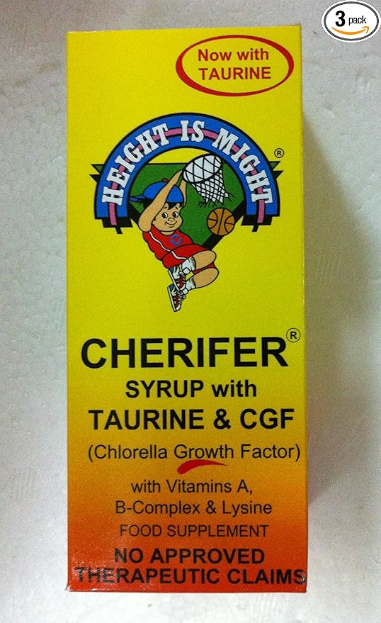 3 CHERIFER Syrup with Chlorella Growth Factor, Taurine & Lysine (3 x 120ml)