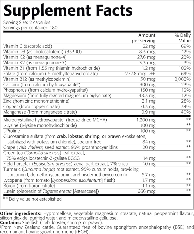 New Roots | Strong Bone Supplement with Super Blend 22-Ingredients: Glucosamine Sulfate, Calcium, Magnesium, Turmeric, Vitamin D3, B1, K2, B12, Zinc (360 Veg Caps)