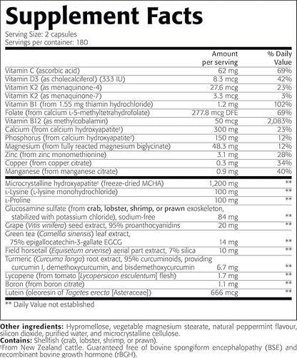 New Roots | Strong Bone Supplement with Super Blend 22-Ingredients: Glucosamine Sulfate, Calcium, Magnesium, Turmeric, Vitamin D3, B1, K2, B12, Zinc (360 Veg Caps)